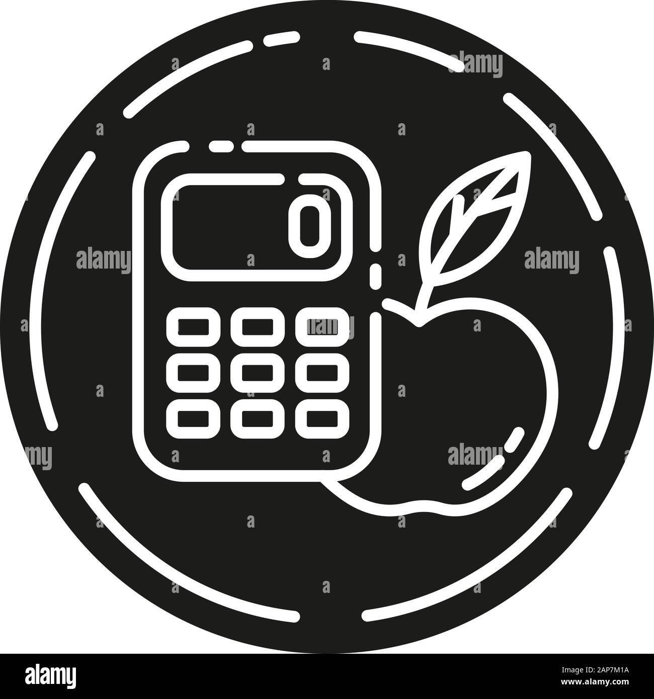 Calorie free glyph icon. Low calories snacks for weight loss. Product free ingredient. Fresh organic food. Nutritious fruits. Silhouette symbol. Negat Stock Vector