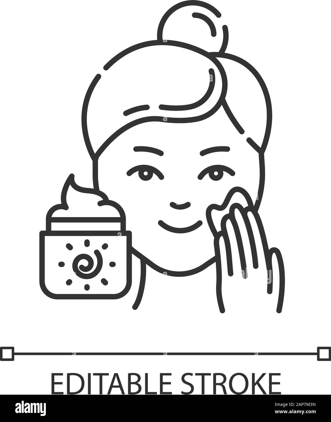 Applying Sunscreen Linear Icon Face Sun Protection Skin Care Procedure Facial Treatment Avoid Sunburn Thin Line Illustration Contour Symbol Vec Stock Vector Image Art Alamy