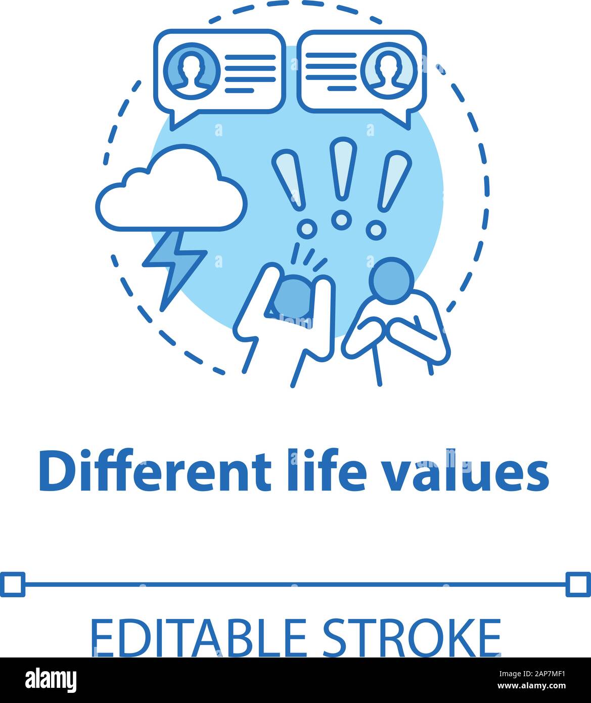 Different life values concept icon. Family quarrel. Disagreement ...