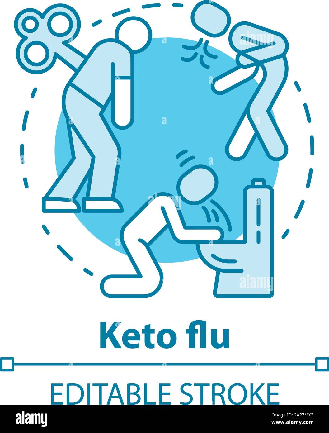 Keto flu concept icon. Ketogenic diet side effects idea thin line