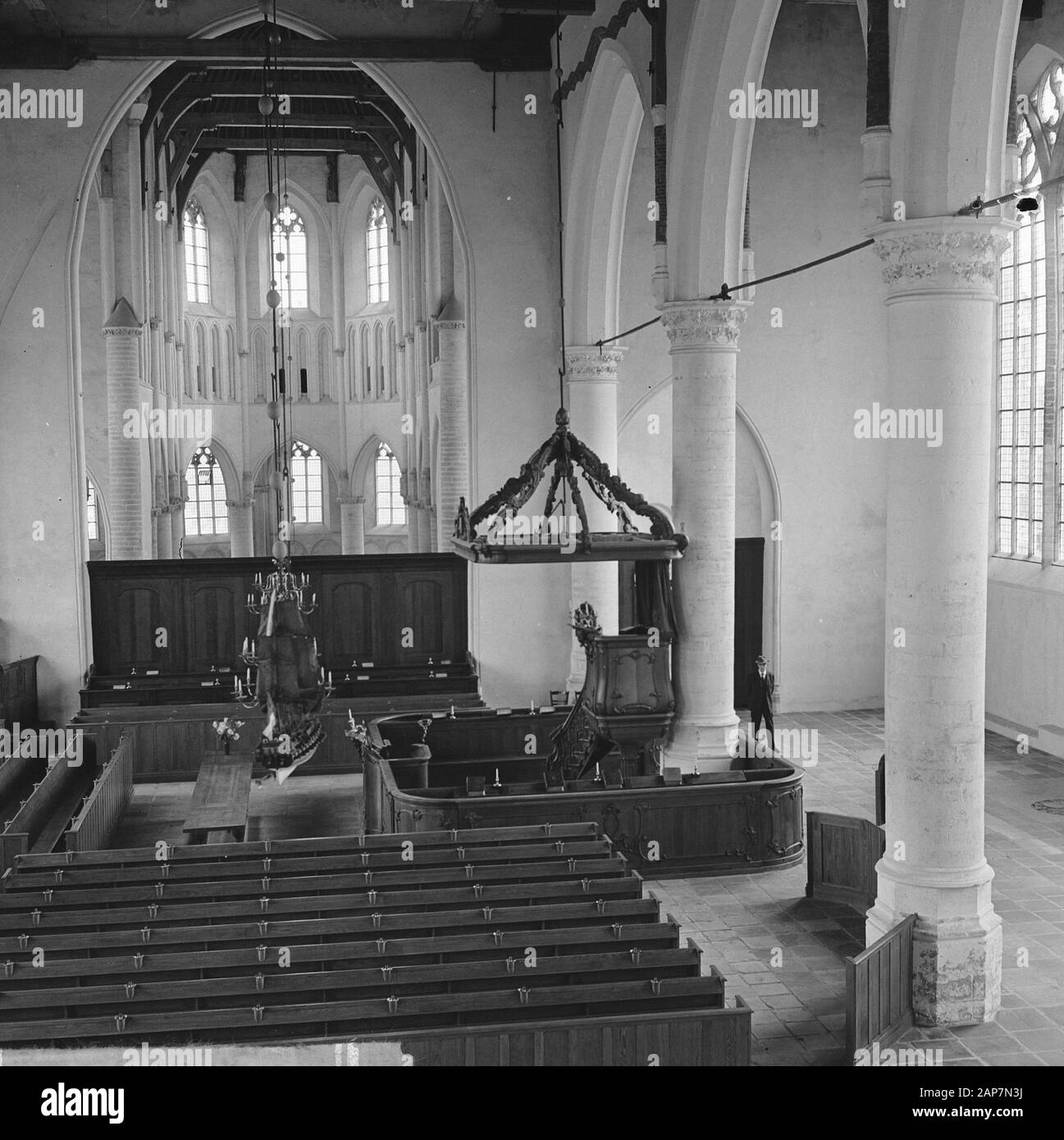 Brouwershaven uses the Grote Kerk again after 9 years of restoration. Interior Date: 4 September 1963 Location: Brouwershaven Keywords: Interior, restorations Stock Photo