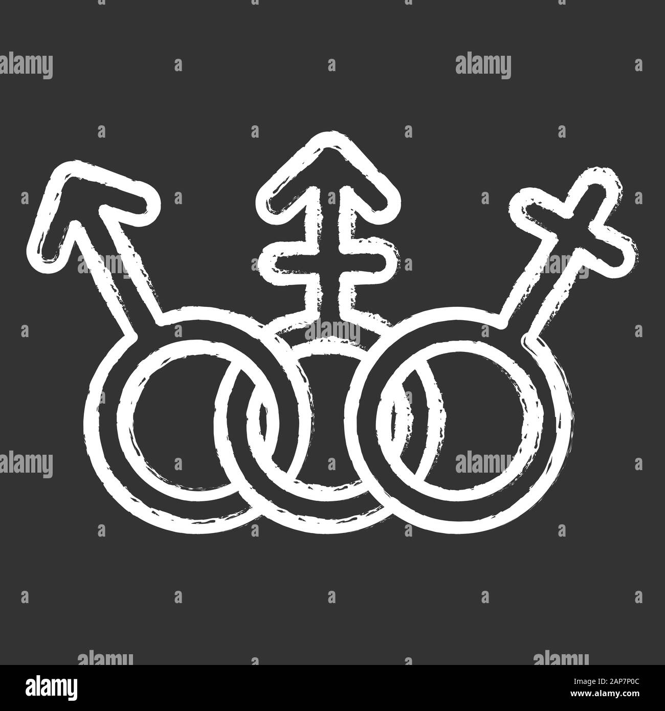 Transgender people equality chalk icon. Female, male human rights. Trans human tolerance. Gender signs. Transsexual, intersex pride. Feminism, democra Stock Vector