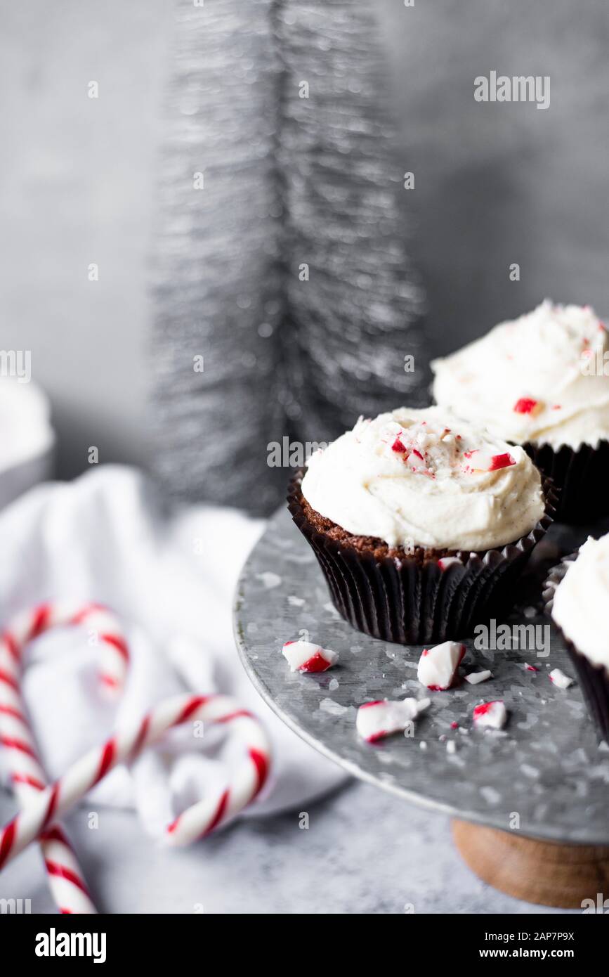 Peppermint Chocolate Cupcakes With A White Chocolate Buttercream