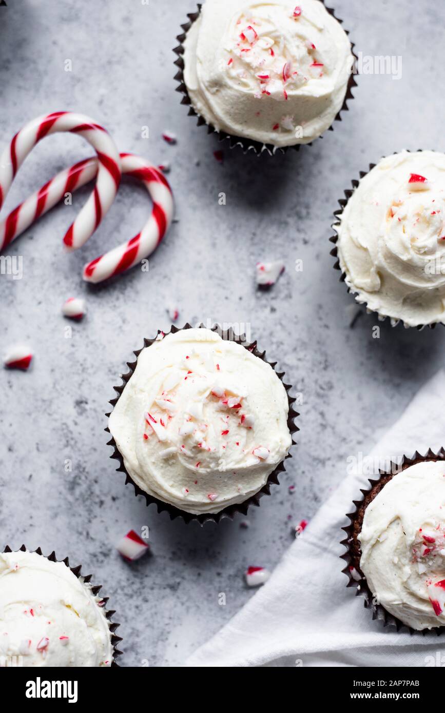 Peppermint Chocolate Cupcakes With A White Chocolate Buttercream