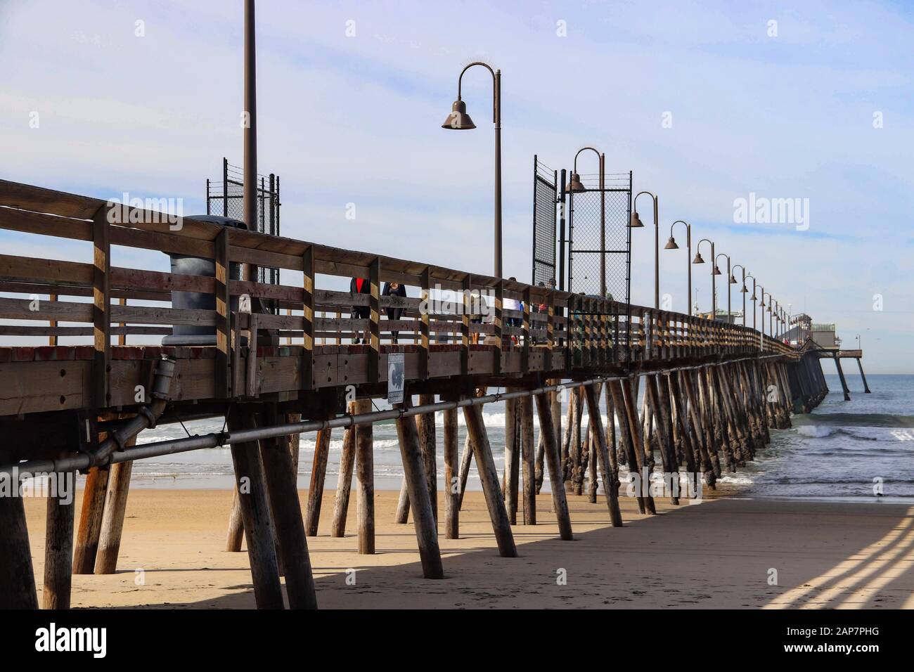 The wooden Imperial Beach pier in Imperial Beach CA Stock Photo