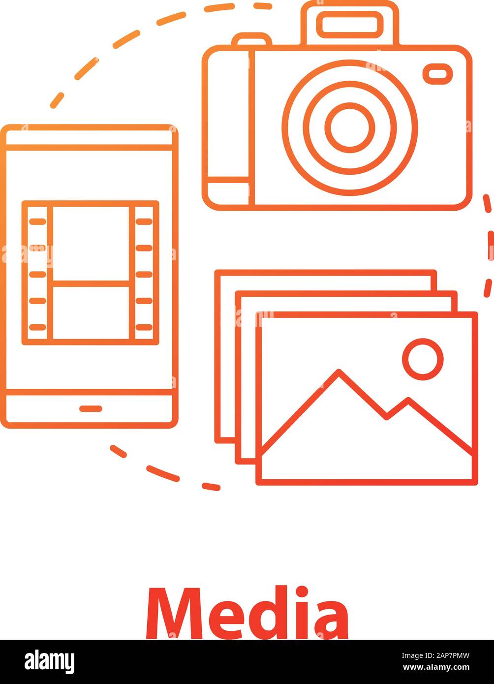 Media concept icon. Visual content idea thin line illustration. Videos ...