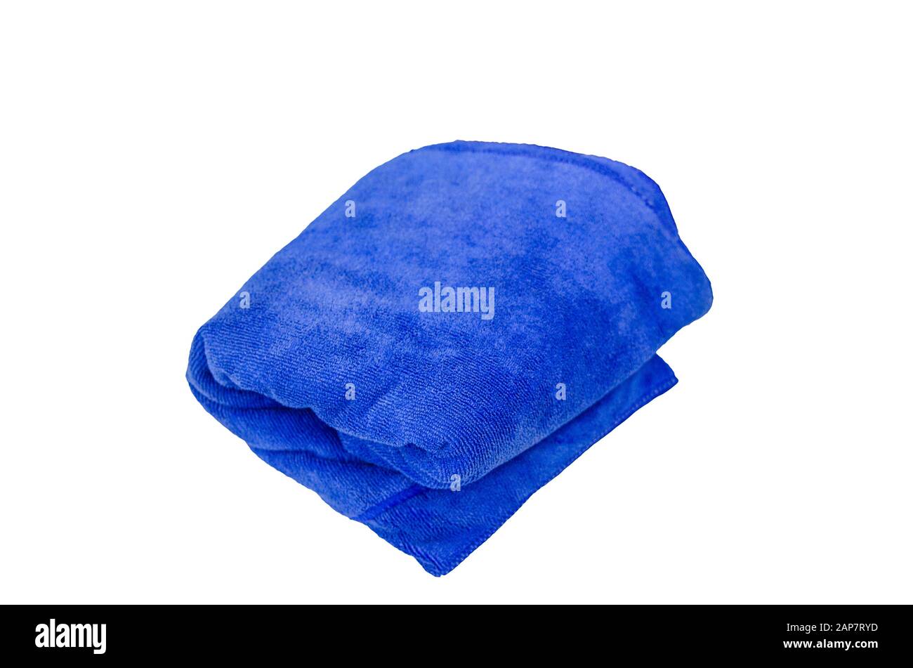 Blue microfiber cloth isolated on the white background.Clipping path Stock Photo