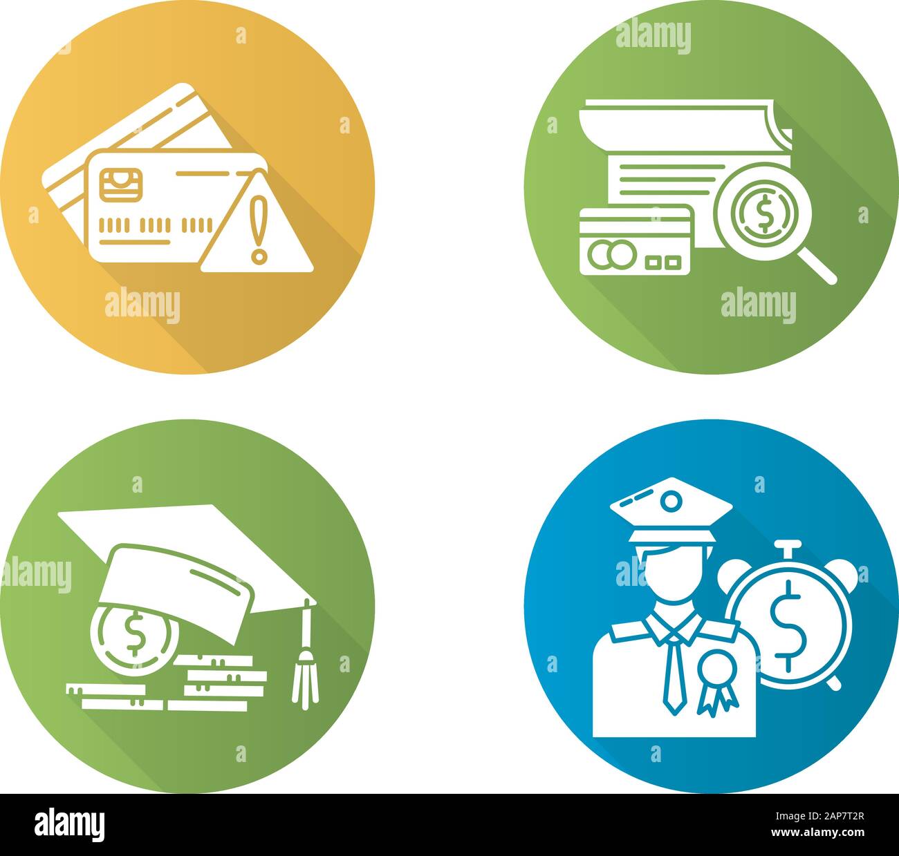 Loan Flat Design Long Shadow Glyph Icons Set Student And Veterans Loan Credit Card Debt Paying For College Tuition Fee Credit Manager Checking C Stock Vector Image Art Alamy