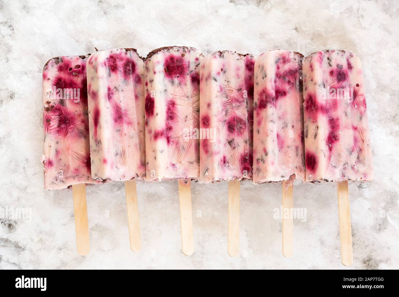 Raspberry & Chocolate Yoghurt Ice Blocks Stock Photo - Alamy