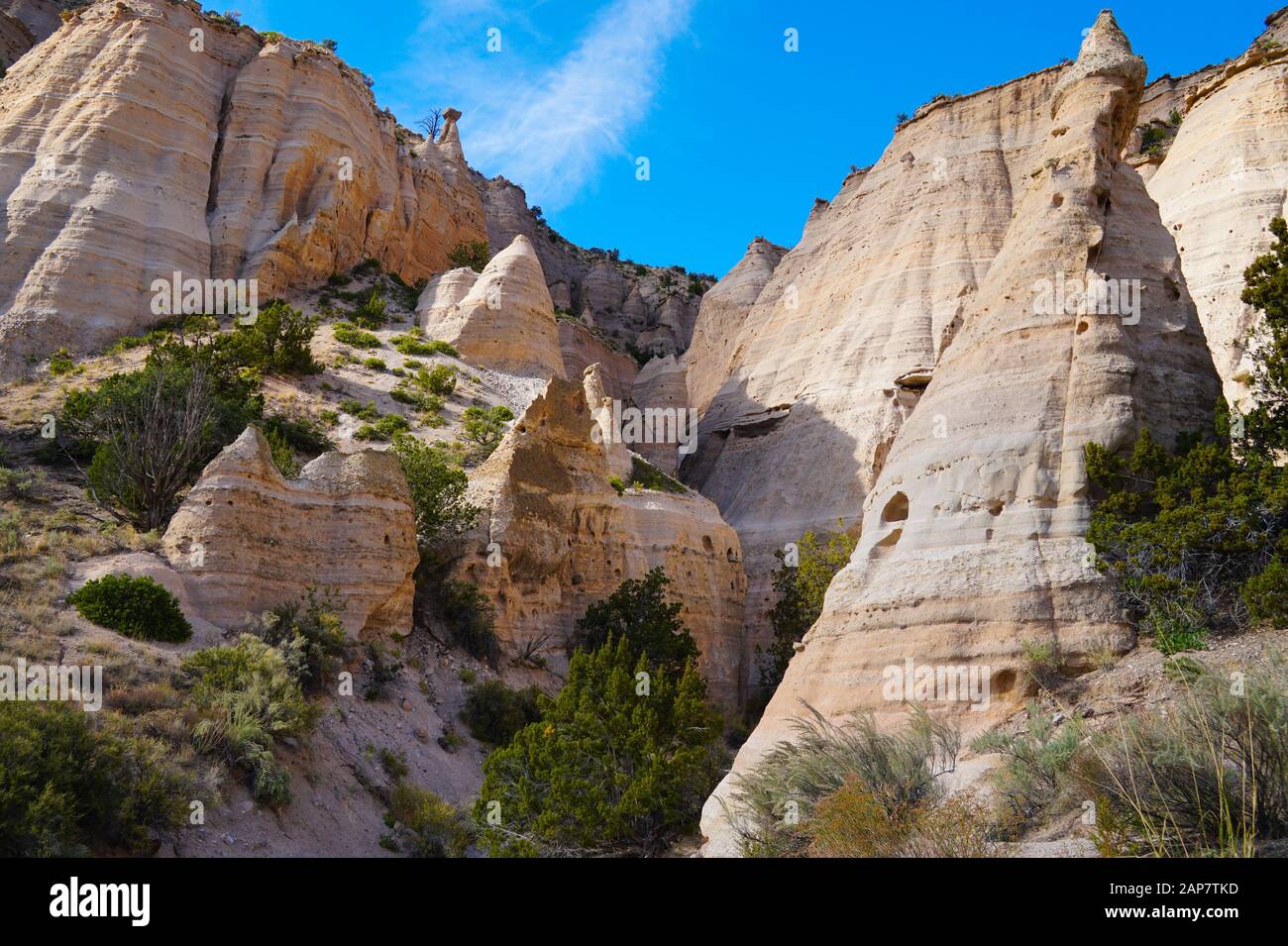An amazing canyon of unusual sandstone shapes in the Tent Rocks National Monument. Stock Photo