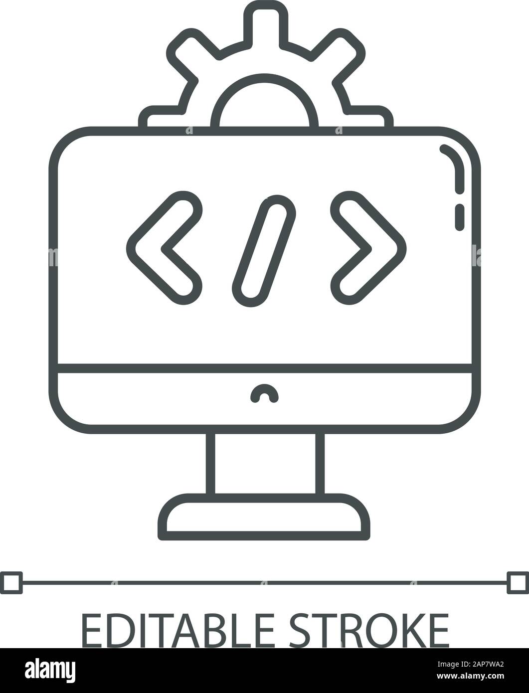 Software industry linear icon. Information technology sector. Computer ...