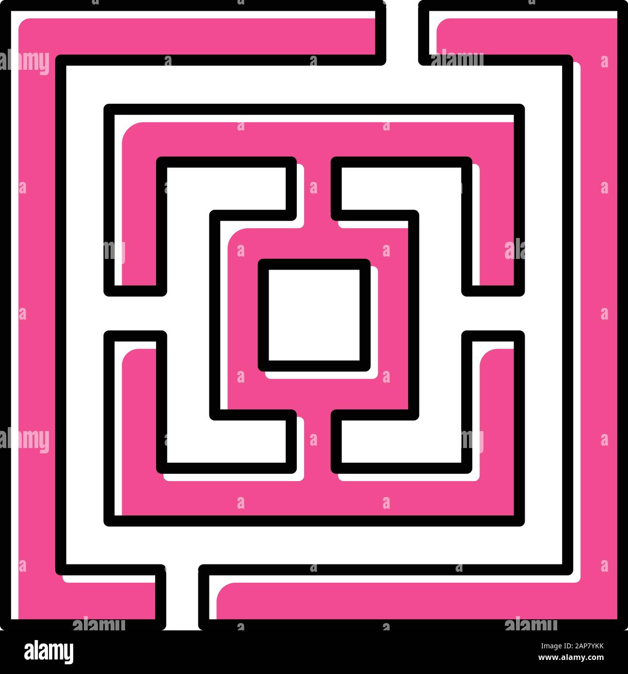 Maze puzzle pink color icon. Labyrinth. Route, pathway finding. Mental ...