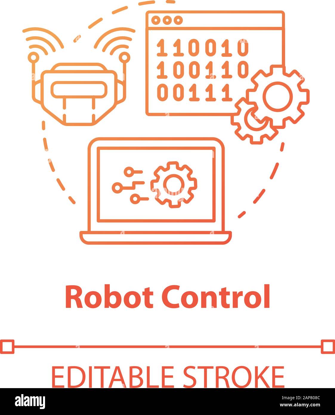 Robot control concept icon. Robotics system idea thin line illustration ...