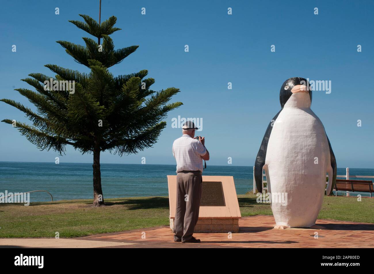 Largerthanlife penguin in the seaside town of Penguin, Tasmania