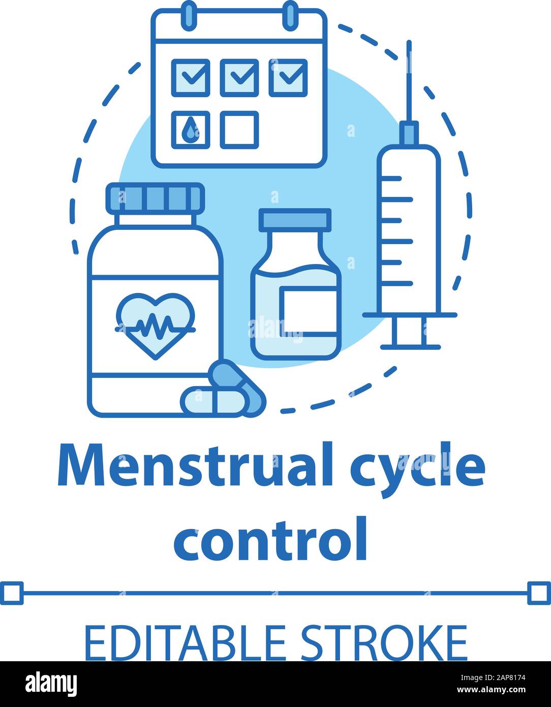 Menstrual cycle control concept icon. Hormone therapy idea thin line  illustration. Women health, medicare. Female reproductive system, fertility.  Vect Stock Vector Image & Art - Alamy