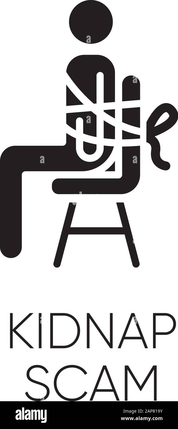 Kidnap scam glyph icon. Virtual kidnapping. Ransom money request ...