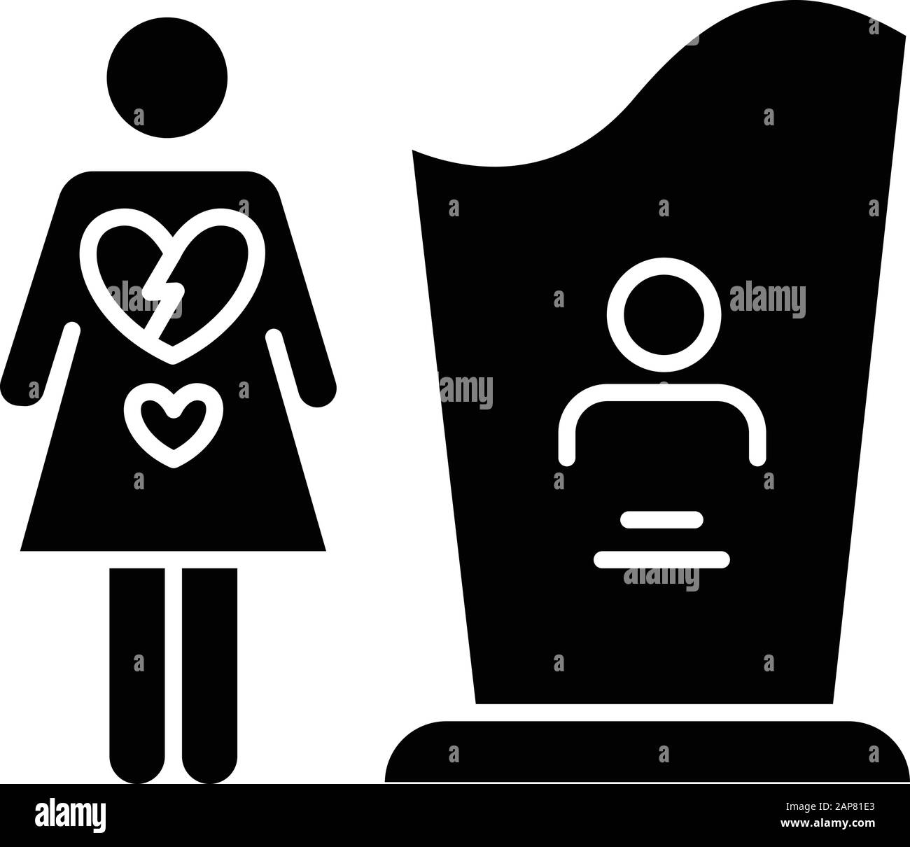 Maternal Mortality Glyph Icon Woman Grieving Man Death Girl Heartbroken Death Of Partner Child Funeral For Significant Other Silhouette Symbol Stock Vector Image Art Alamy
