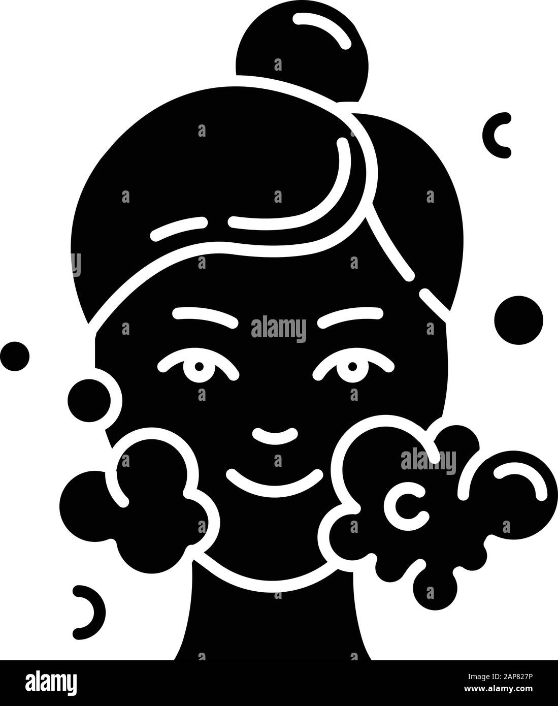 Water face cleanser glyph icon. Skin care procedure. Facial beauty