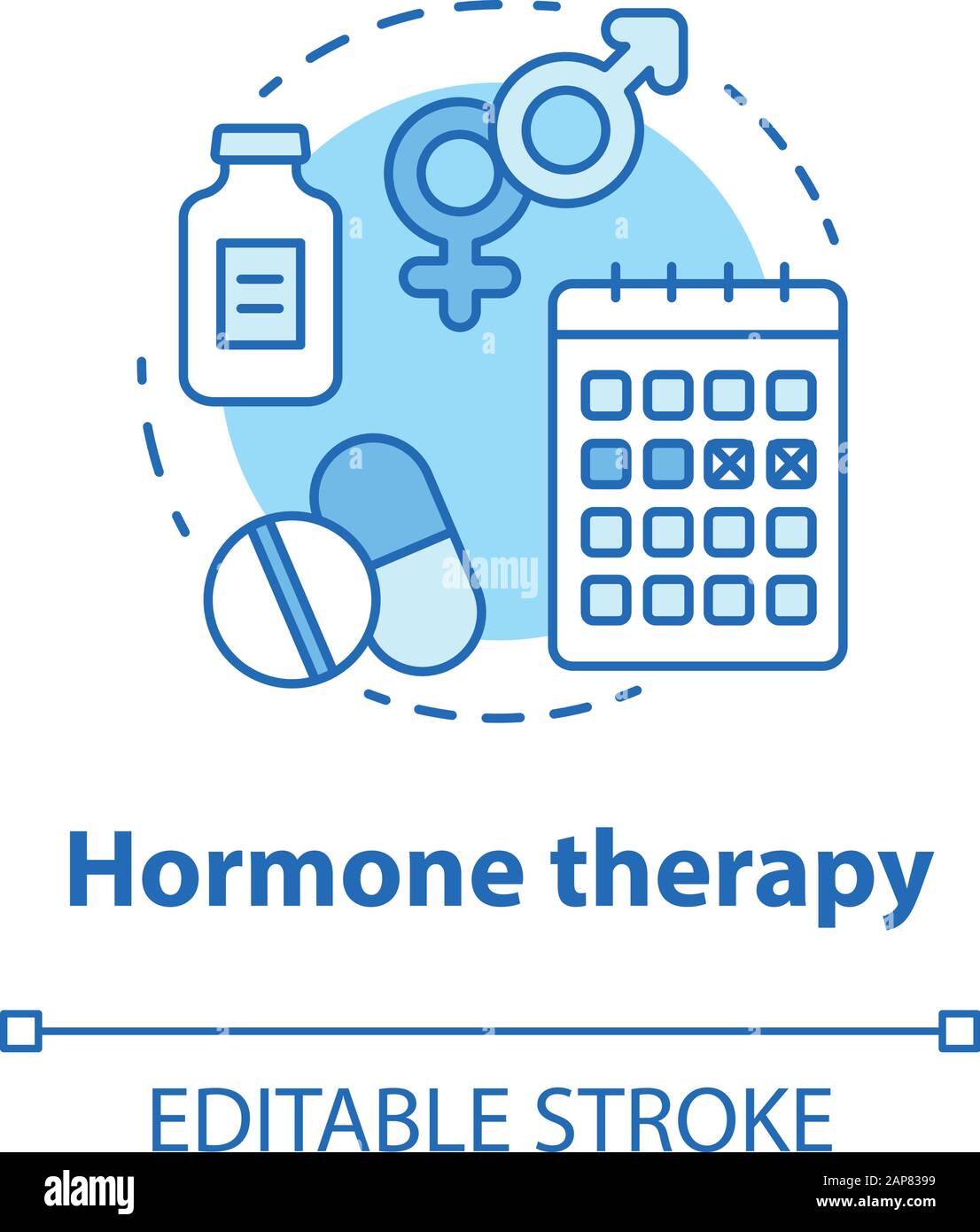 Hormone therapy concept icon. Medical treatment idea thin line
