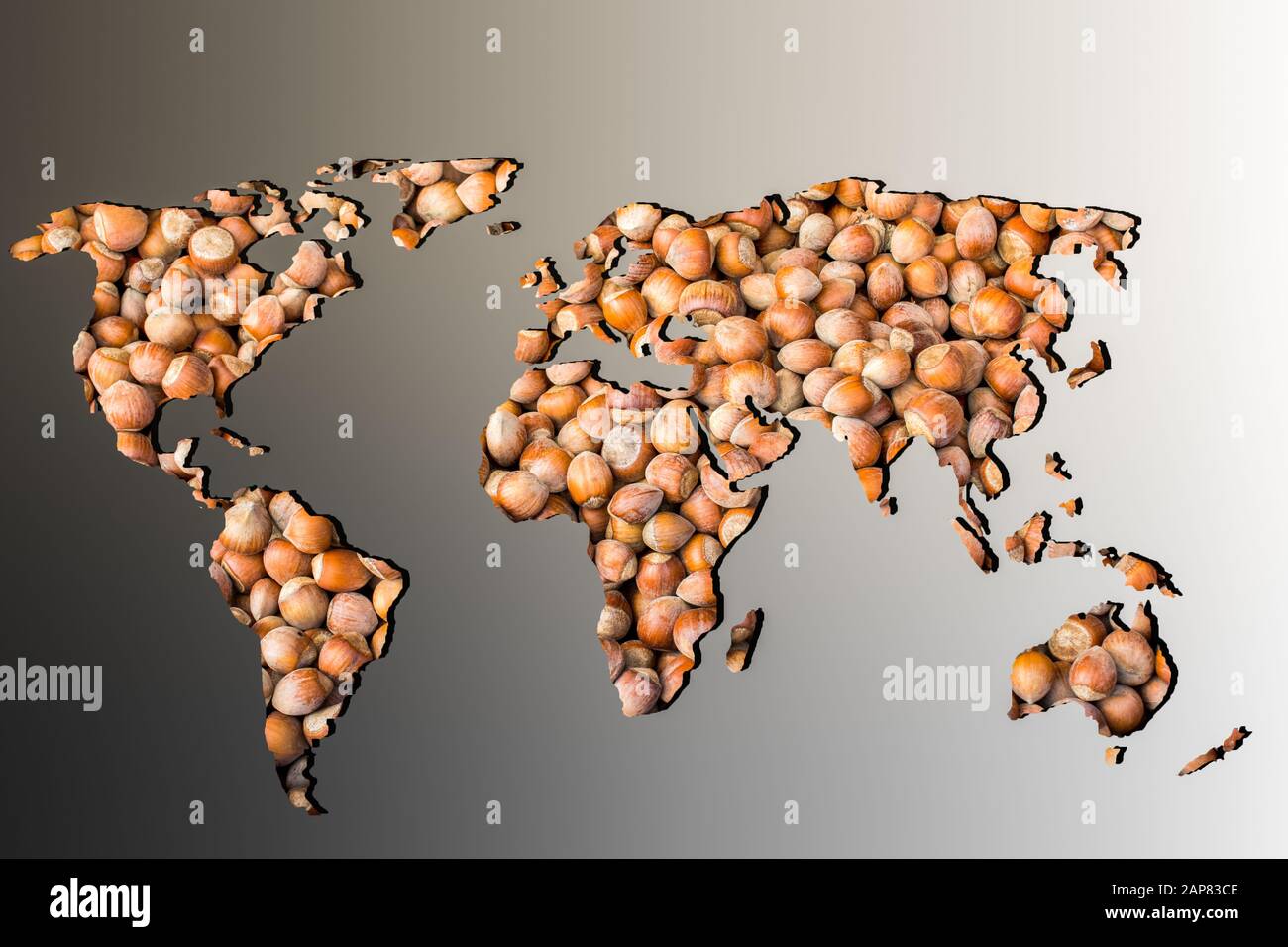 Roughly outlined world map with a gray background Stock Photo