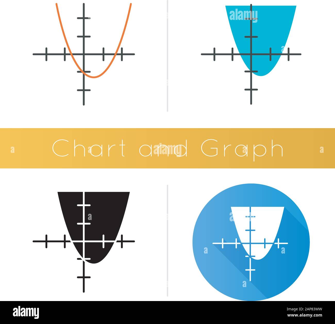 Function graph icon. Curve chart with increasing section. Trigonometry ...