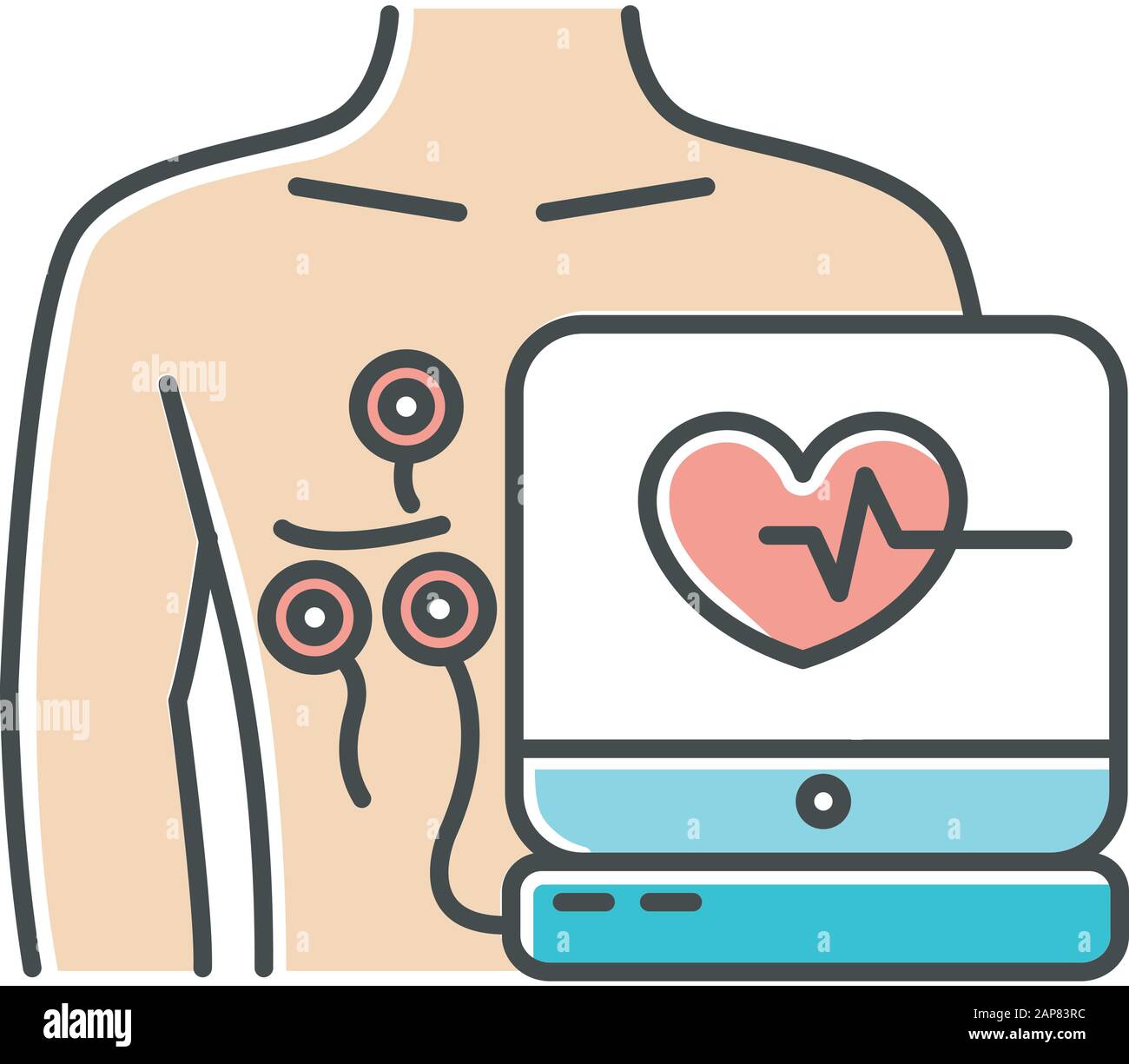 Electrocardiogram color icon. Heart disease examination. Pulse rate on