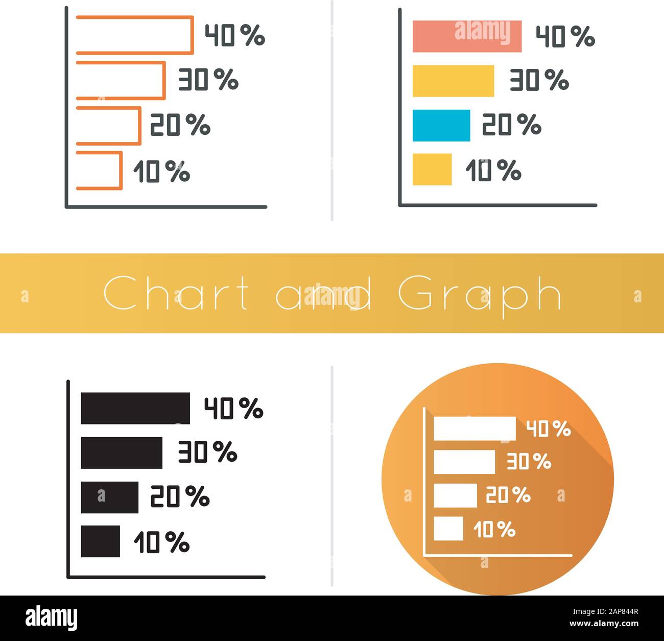 Horizontal histogram icon. Rising interest rate chart. Increasing graph ...
