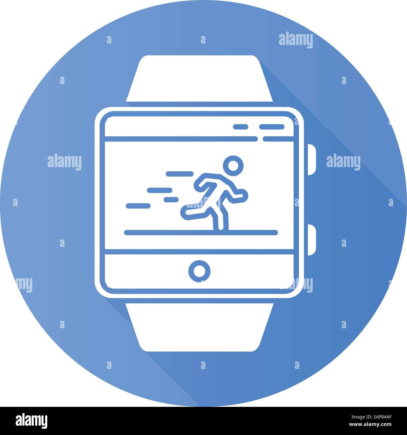 Fitness tracker running application blue flat design long shadow glyph ...