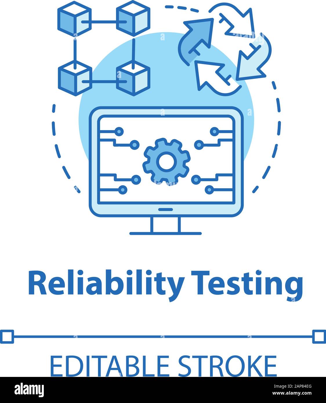 Reliability testing turquoise concept icon. Software development idea thin line illustration. App programming. Failure-free perfomance. IT project. Ve Stock Vector