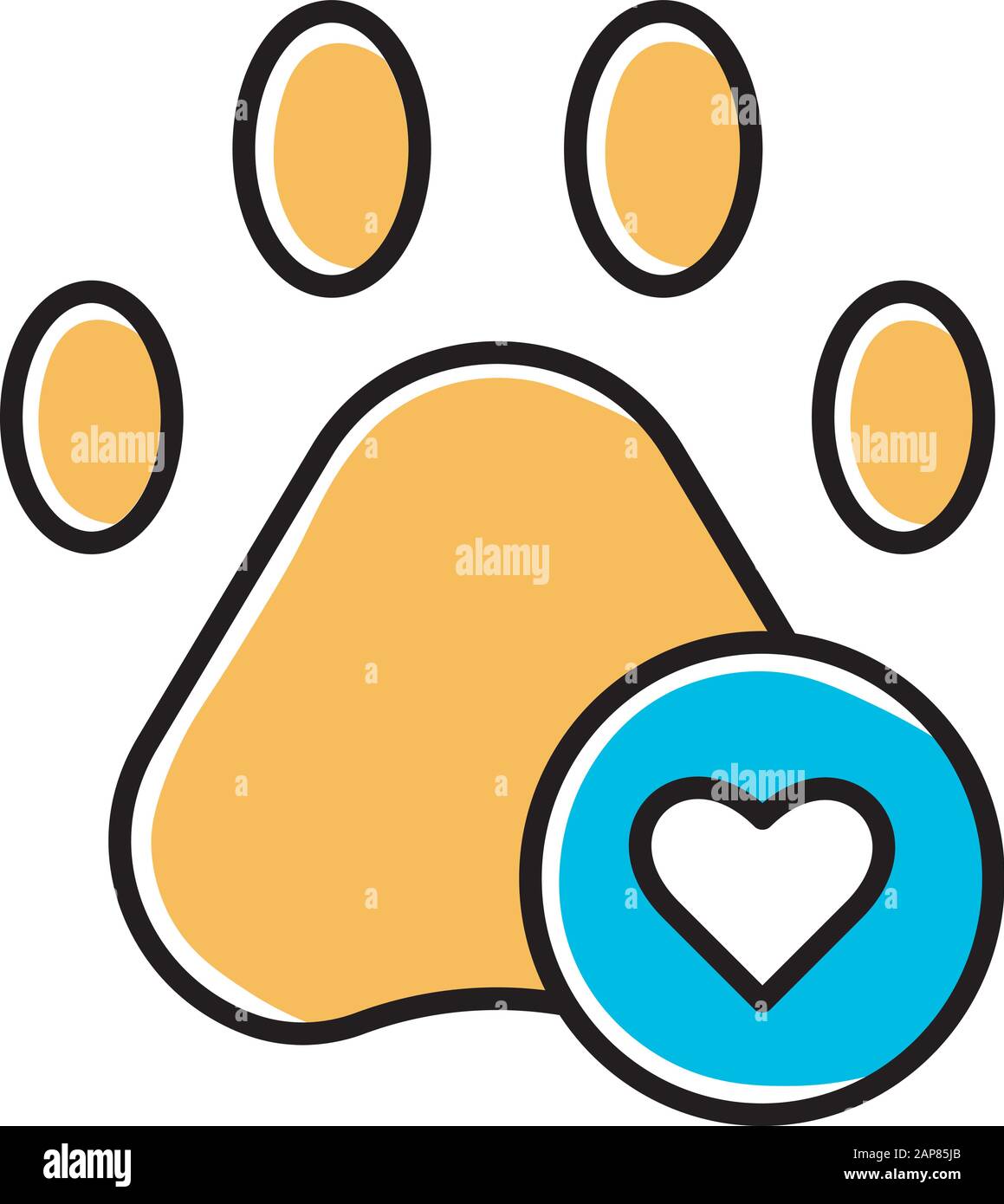 Pets allowed yellow color icon. Animal welcome. Pet friendly area. Veterinarian clinic. Shelter, hotel for animals. Apartment amenities for dog and ca Stock Vector