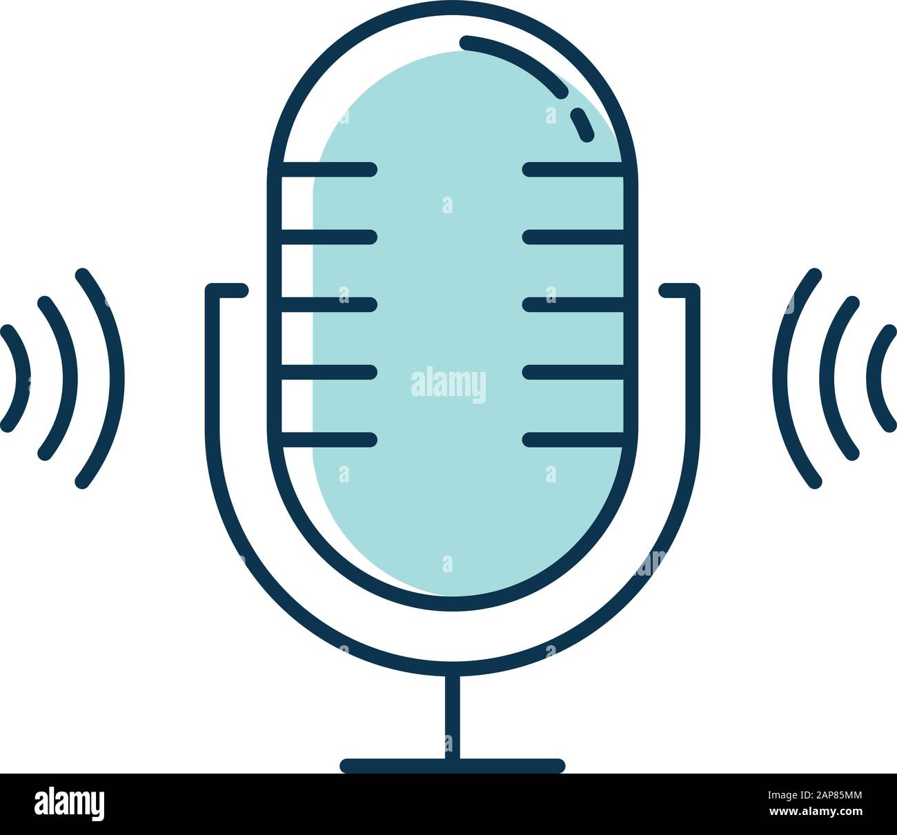 Blue microphone color icon. Voice scan software idea. Modern sound recording equipment. Stereo