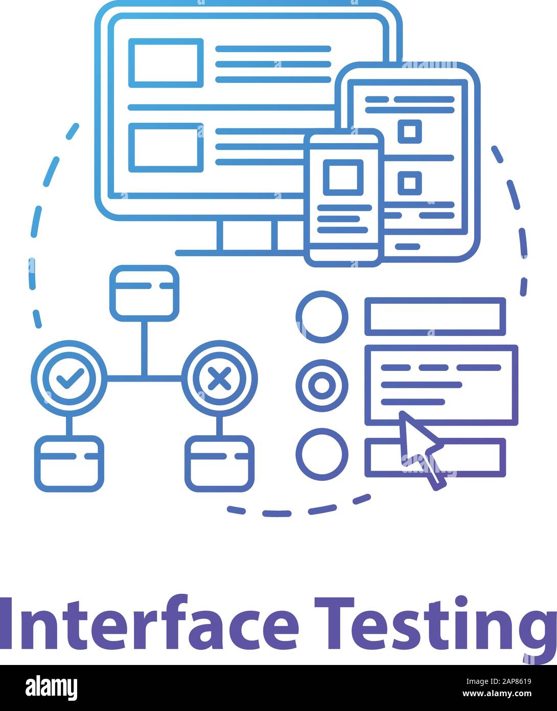 Interface testing concept icon. UX, UI check idea thin line ...