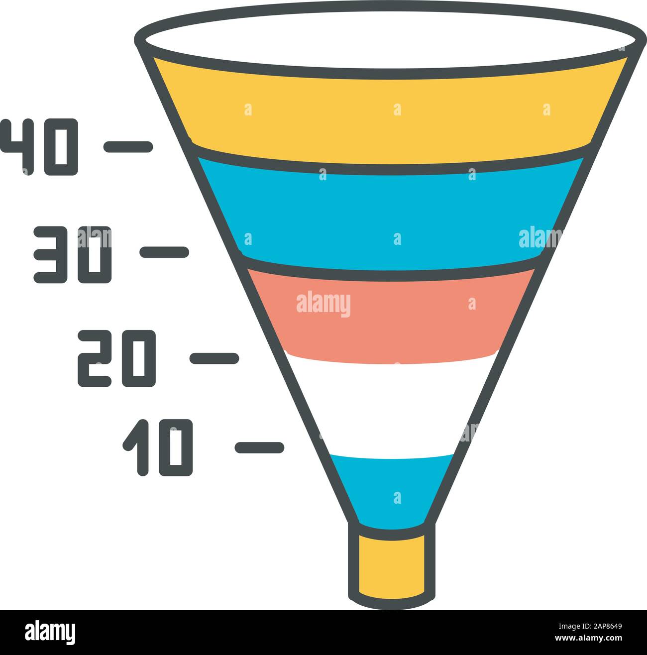 Funnel graph color icon. Marketing strategy chart. Conversion economic