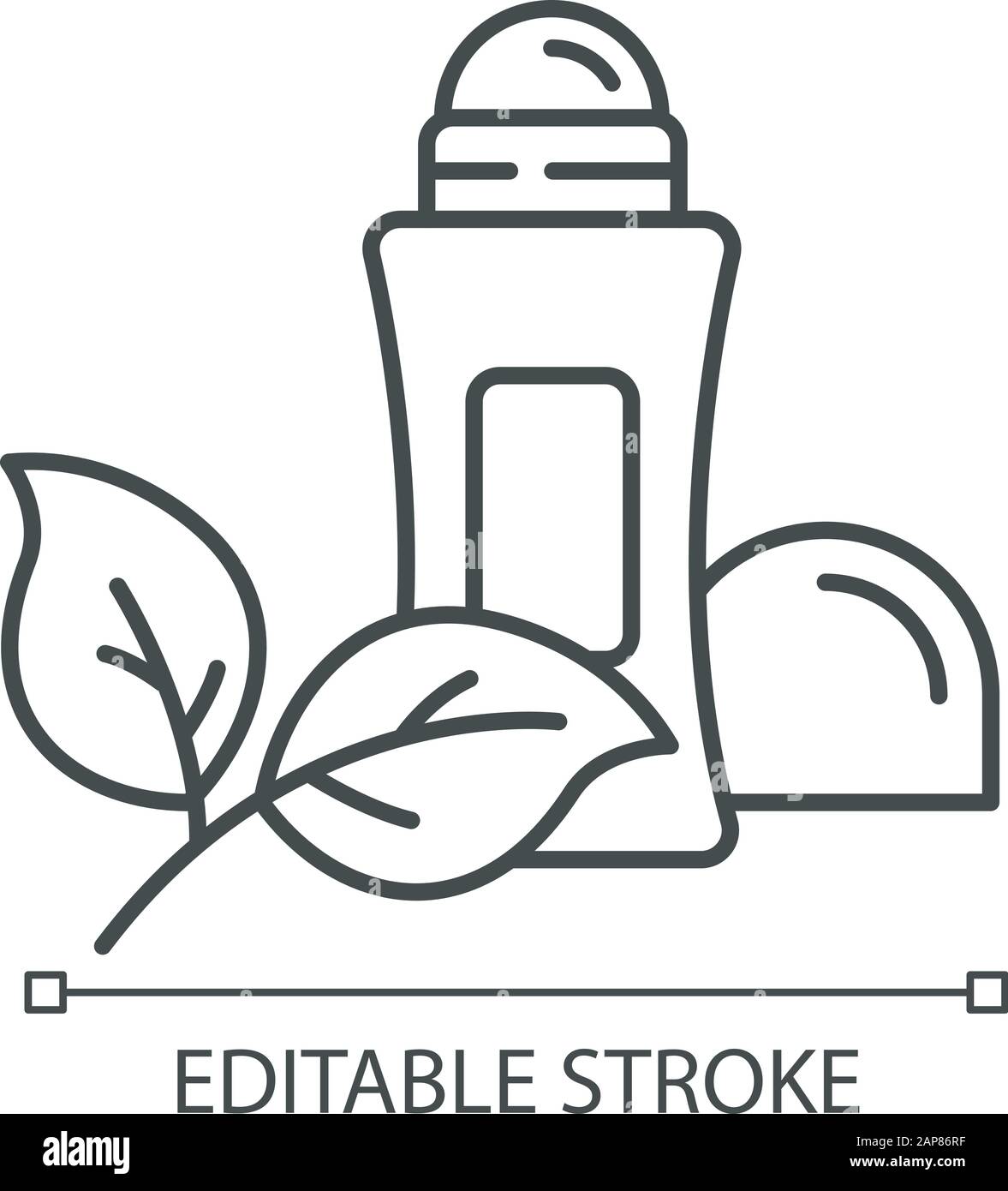 Natural rollon deodorant linear icon. Hypoallergenic antiperspirant