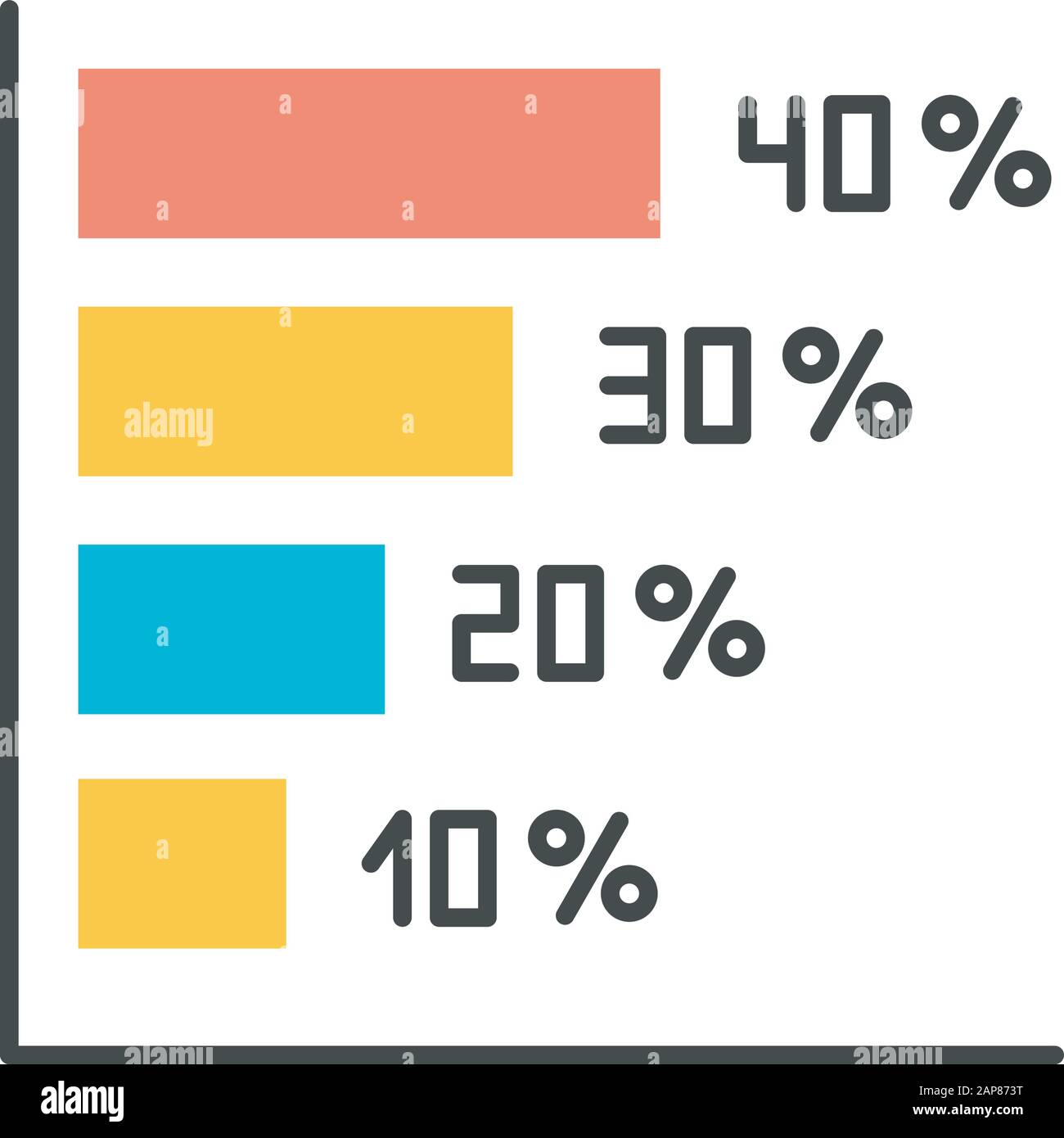 Horizontal histogram color icon. Rising interest rate chart. Increasing ...