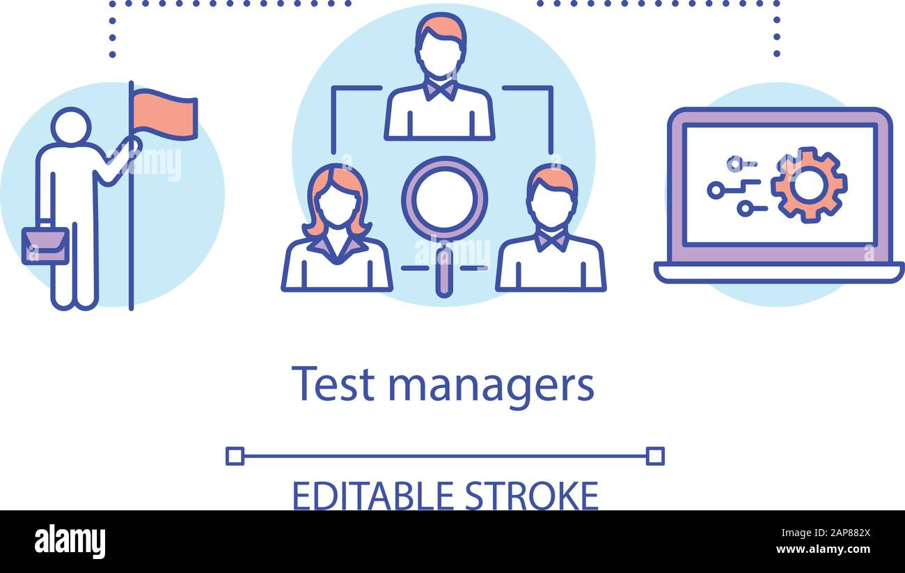 Test managers concept icon. Control and supervision idea thin line ...