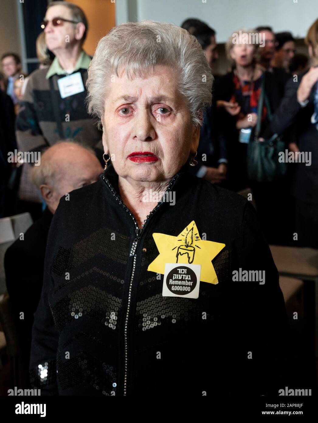 New York, NY - January 21, 2020: Holocaust Fira Stukelman attends Opening of exhibition commemorating 75th anniversary of liberation of Auschwitz-Birkenau concentration camp at UN Headquarters Stock Photo