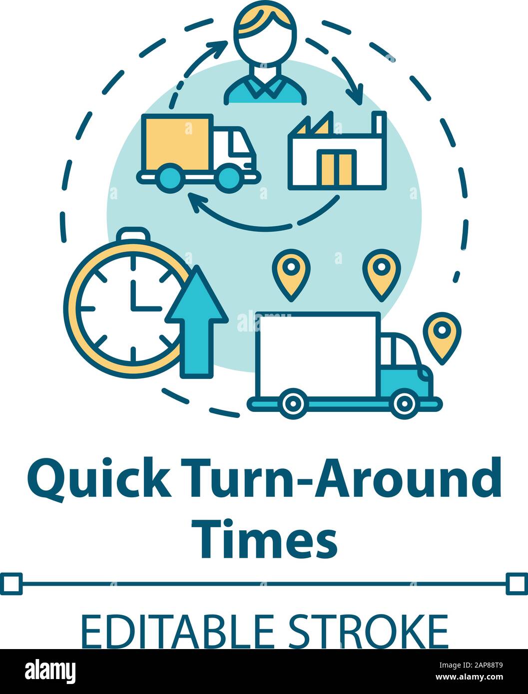 Quick turn around times concept icon. Delivery service. Freight