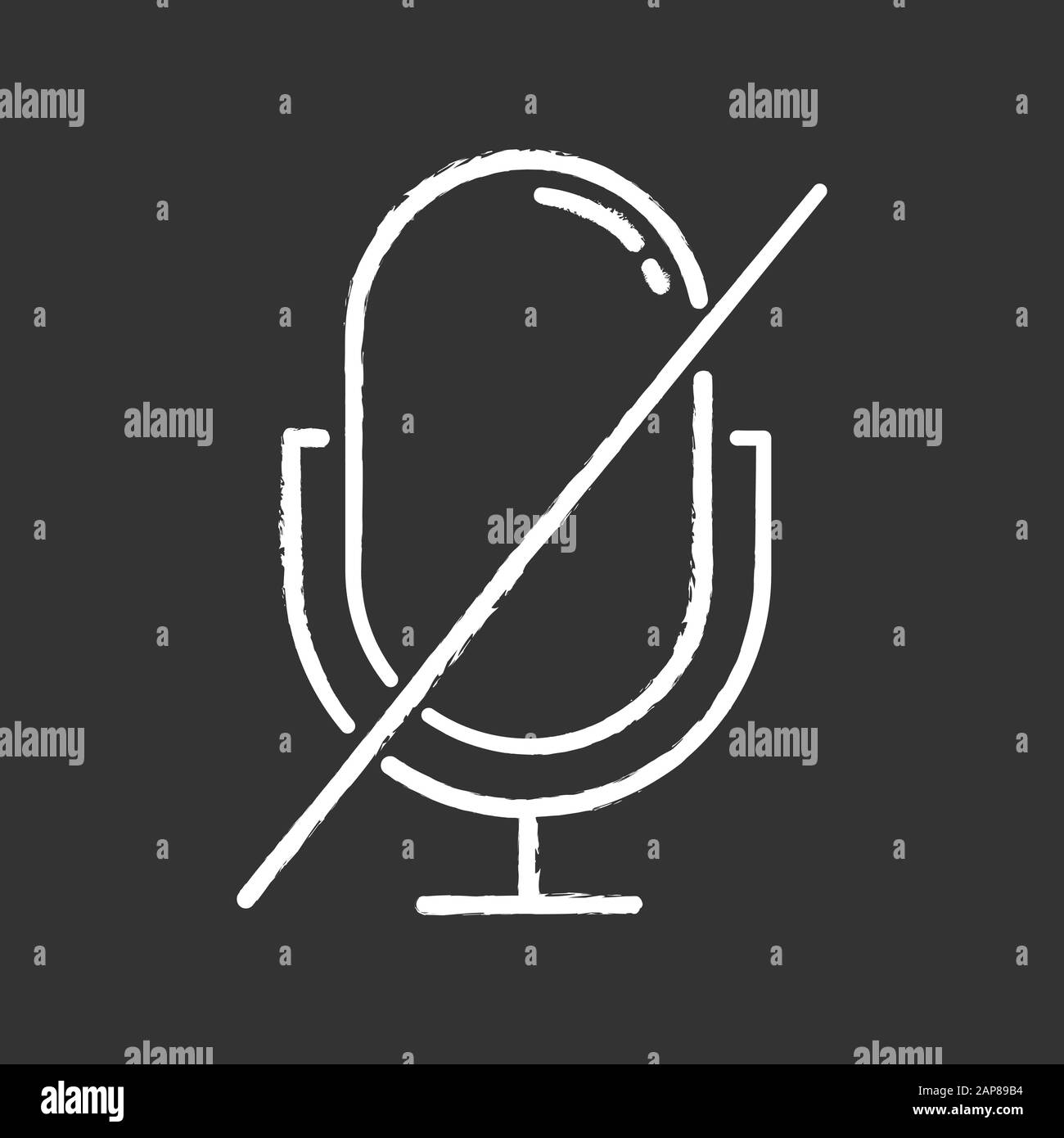 Microphone forbidden chalk icon. Sound recorder error notification idea