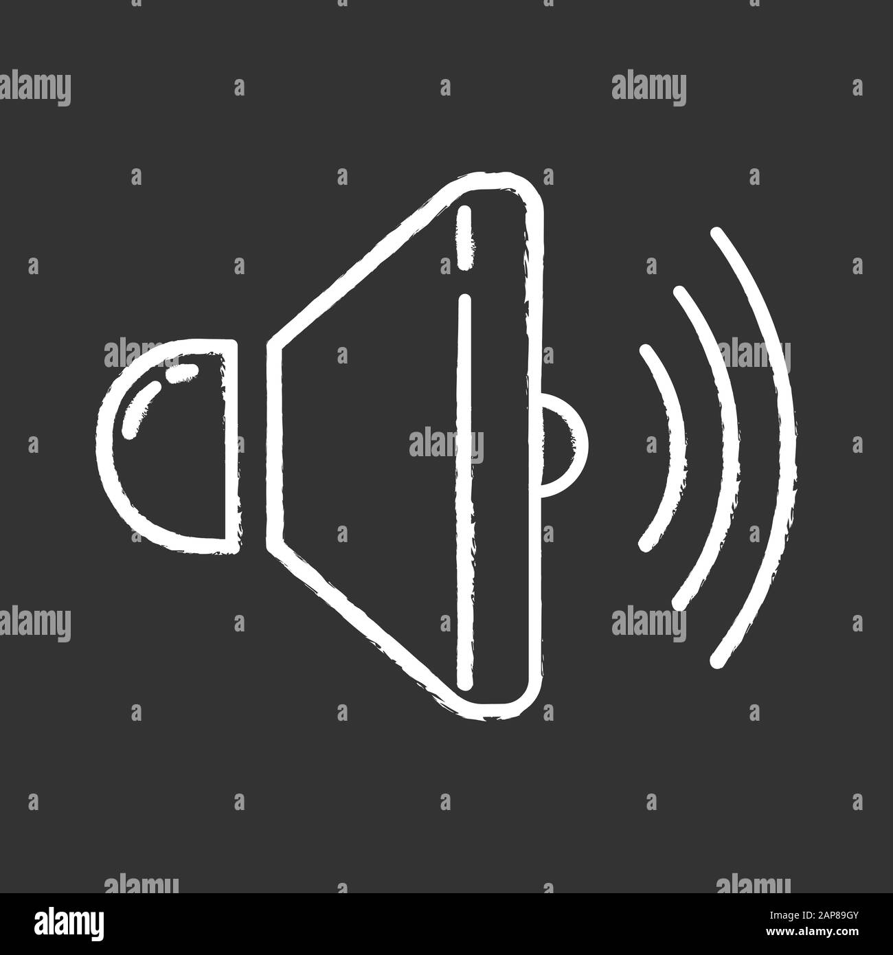 Sound speaker chalk icon. Volume control idea. Loudspeaker, megaphone