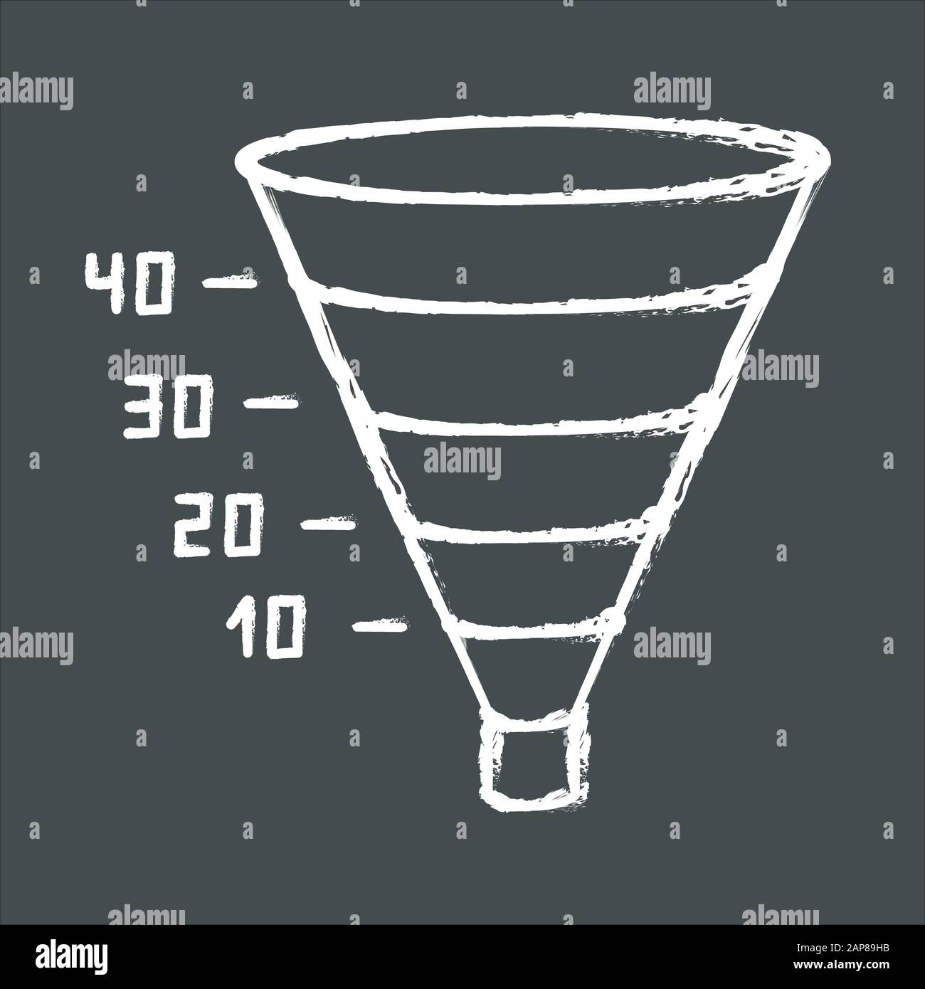 Funnel graph chalk icon. Marketing strategy chart. Conversion economic ...