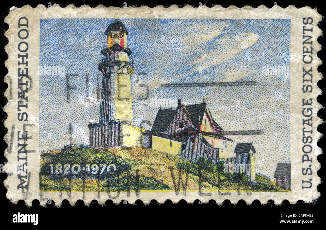 150 Years Maine Statehood, Lighthouse at Two Lights by Edwar Stock Photo