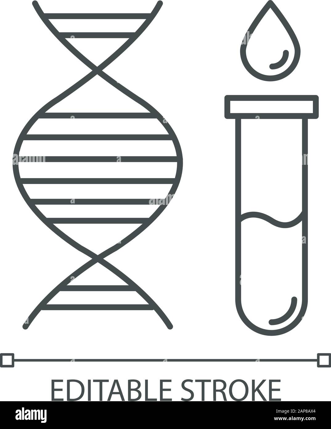 testing linear icon. DNA examination. Blood in vial. Medical
