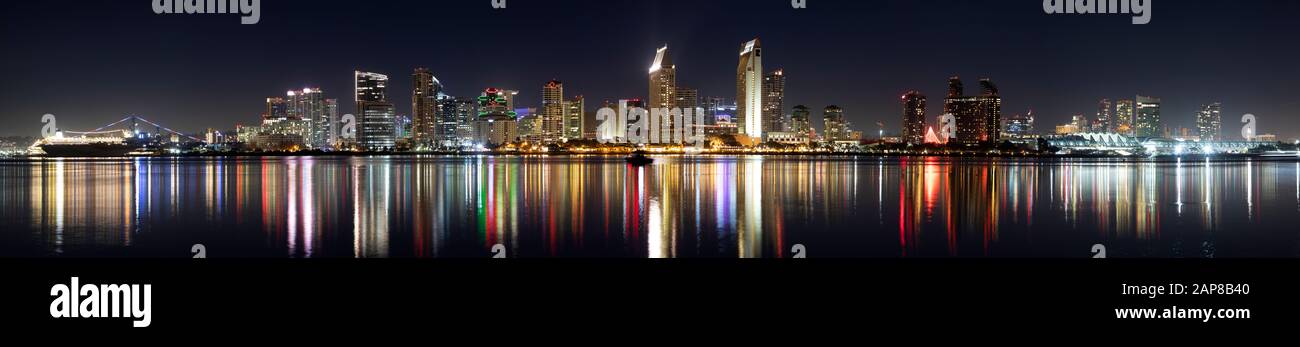 Panorama of San Diego Skyline taken from Coronado Island Stock Photo