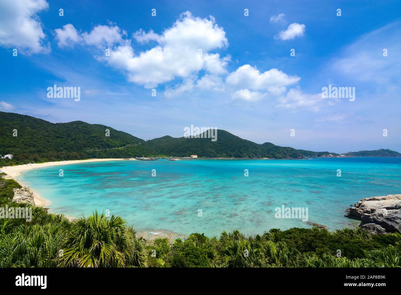 Tropical paradise landscape at Aharen Beach on Tokashiki Island in Okinawa, Japan Stock Photo