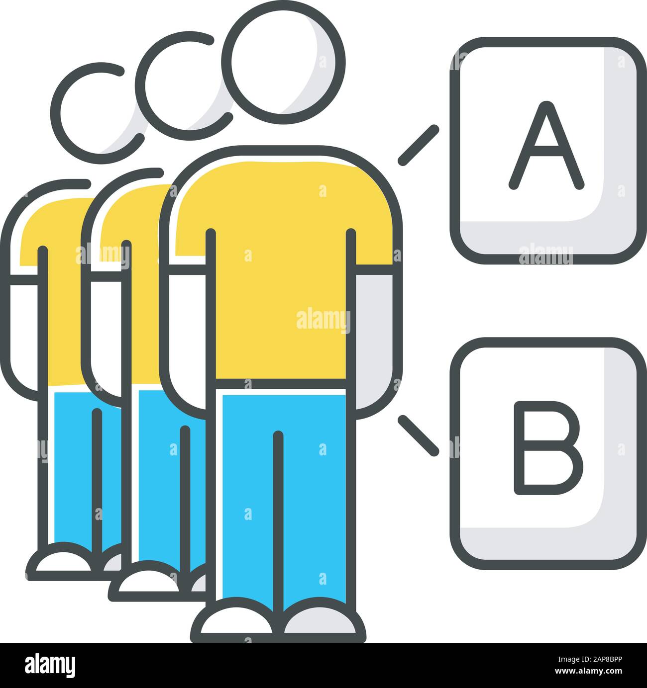 Mass survey color icon. Focus group. Alternative option. People choose