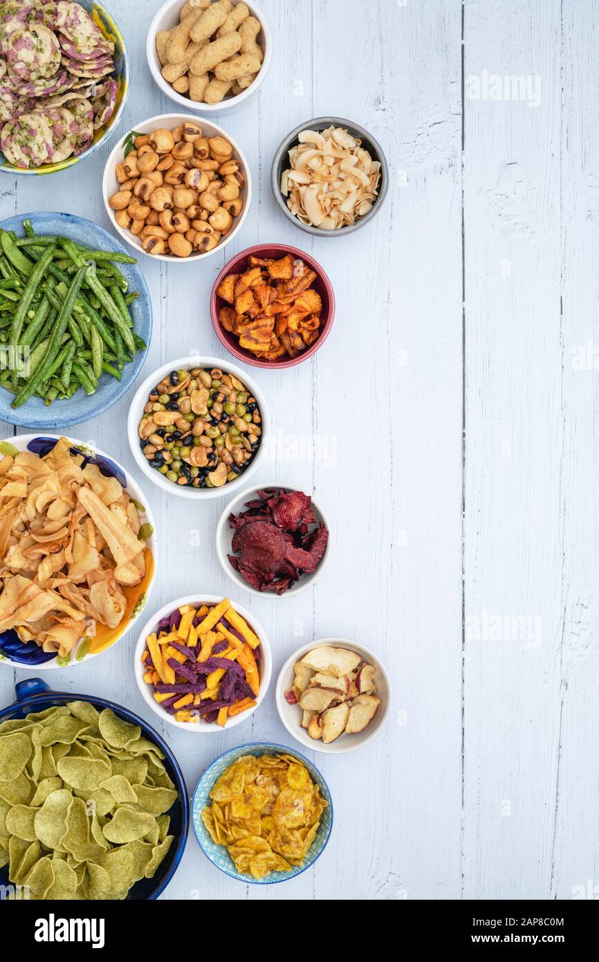 Vegetable and fruit based snacks. Healthy vegetarian / vegan snacks