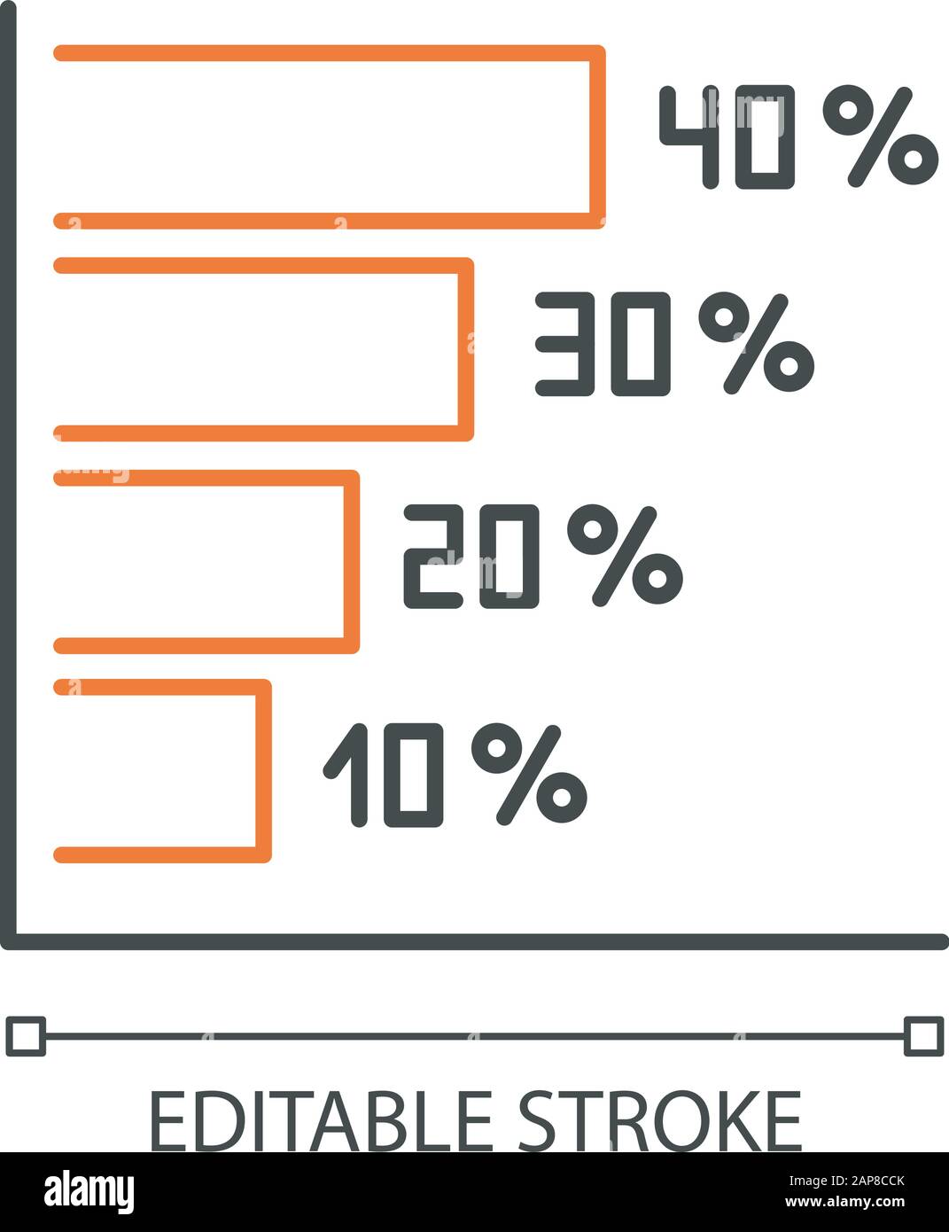 Horizontal histogram linear icon. Rising interest rate chart ...