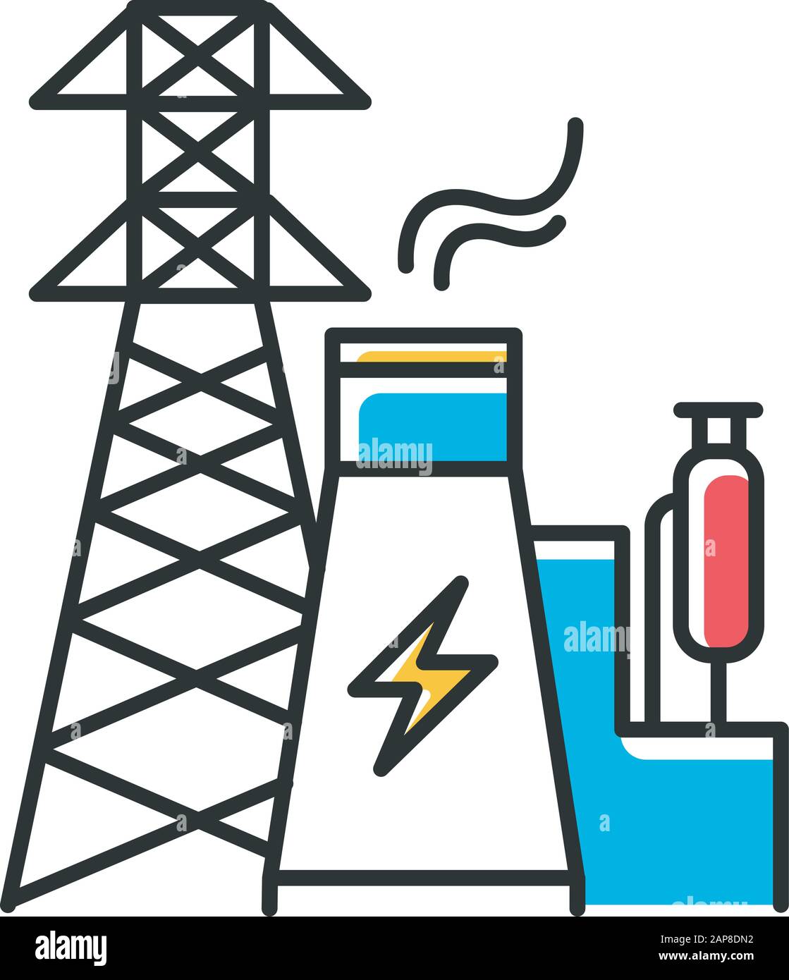 Energy Industry Blue Color Icon Power Engineering Electricity Generation And Transmission Electrical Sector Nuclear Power Plant And High Voltage T Stock Vector Image Art Alamy