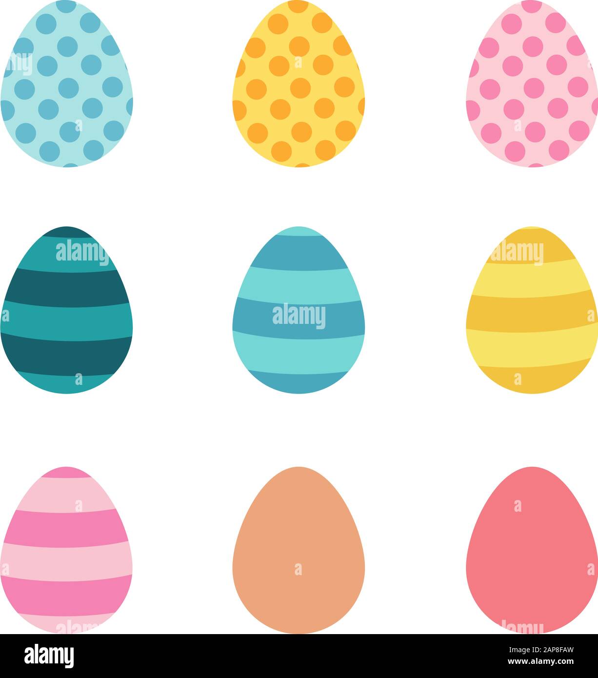 Set of easter eggs flat design on white background Stock Vector Image ...